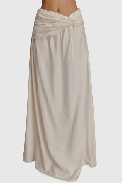 Annike Ruched Top & Knot Maxi Skirt Set - White