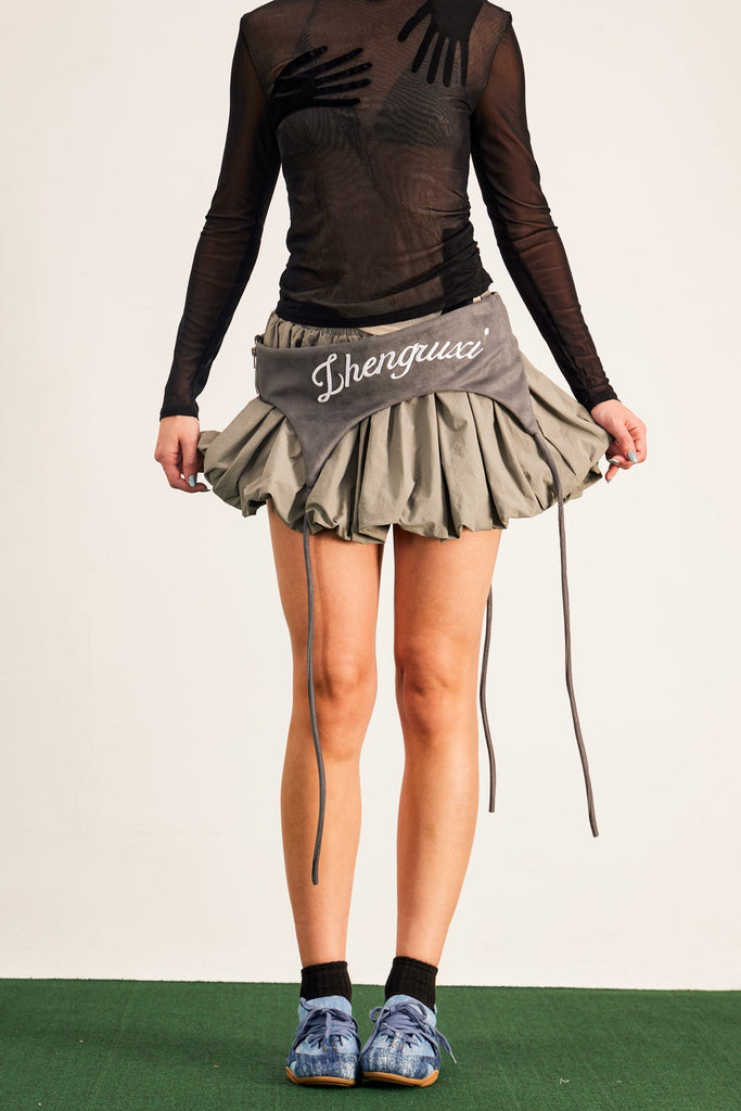 Shop  beautiful mini - Perfect for special occasions | Anouk Asymmetric Deconstruct Mini Skirt In Grey