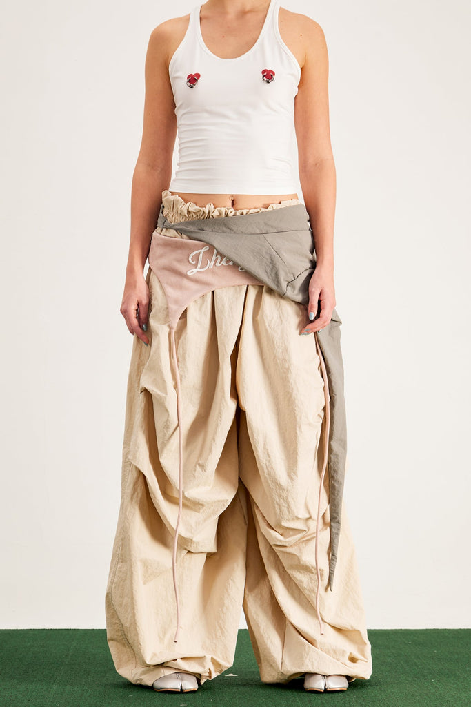 Stylish beautiful dress | Anouk Asymmetric Deconstruct Wide Pants In Apricot - Ideal for special occasions