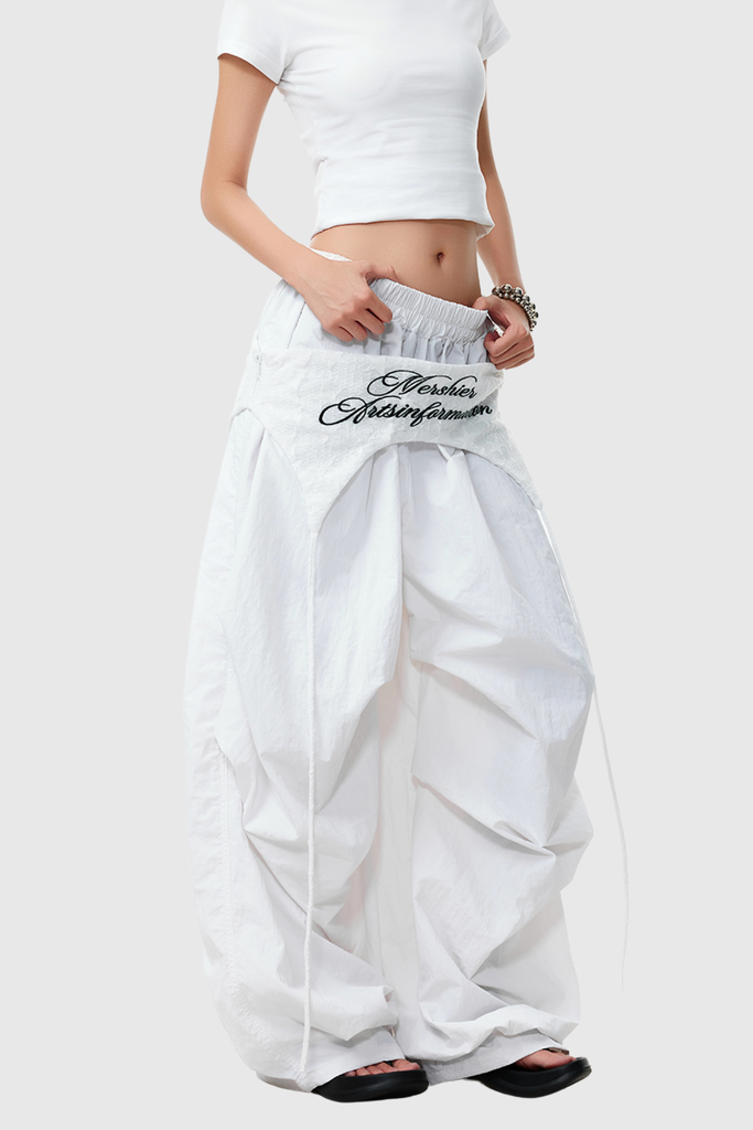 Anouk Asymmetric Deconstruct Wide Pants In White - Stylish white dress for special occasions | Buy Online
