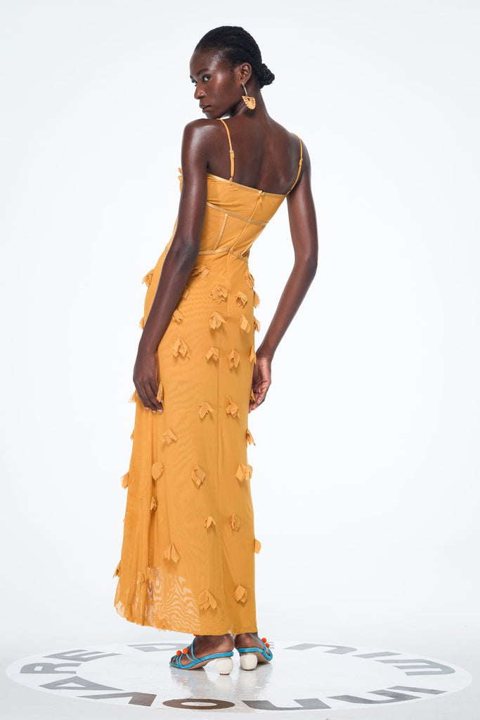 Anoush Flower Spaghetti Lace Up Maxi Dress - Stylish beautiful dress for special occasions | Buy Online