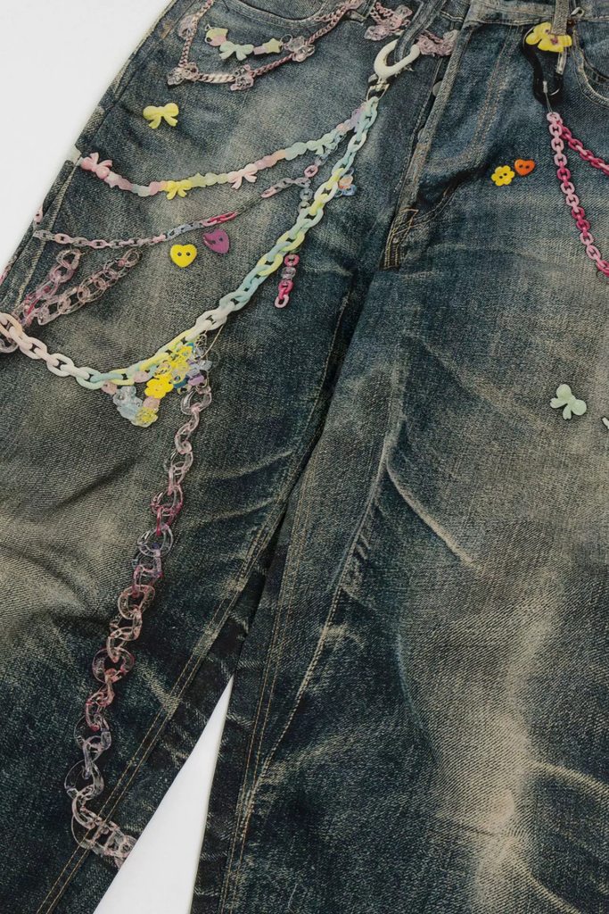 Shop  beautiful dress - Perfect for special occasions | Ansley Chain Print Wide Jeans