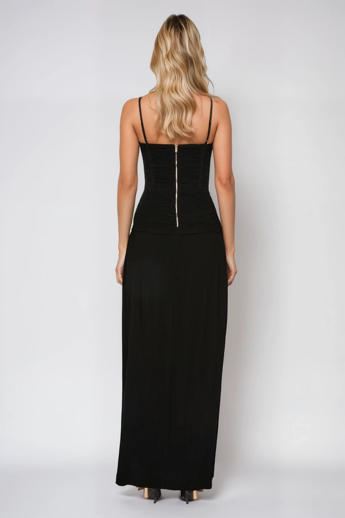 Shop  black dress - Perfect for special occasions | Anstey Ruch Split Spaghetti Maxi Dress In Black