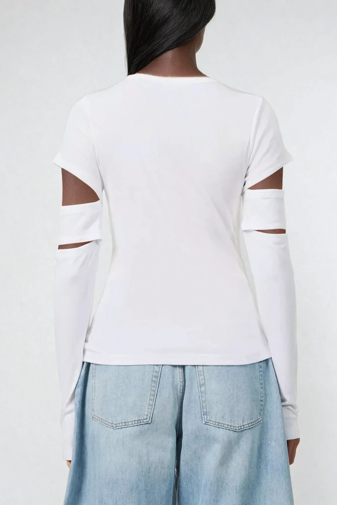 Anthea Cutout Long Sleeve Top In White - Stylish white dress for special occasions | Buy Online