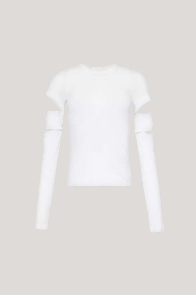 Shop  white dress - Perfect for special occasions | Anthea Cutout Long Sleeve Top In White