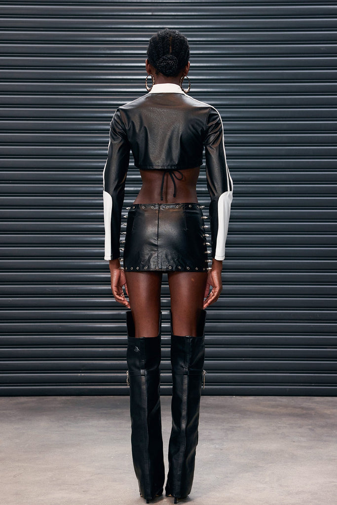 Shop  beautiful dress - Perfect for special occasions | Antoine Deconstruct Stripe Crop Leather Jacket