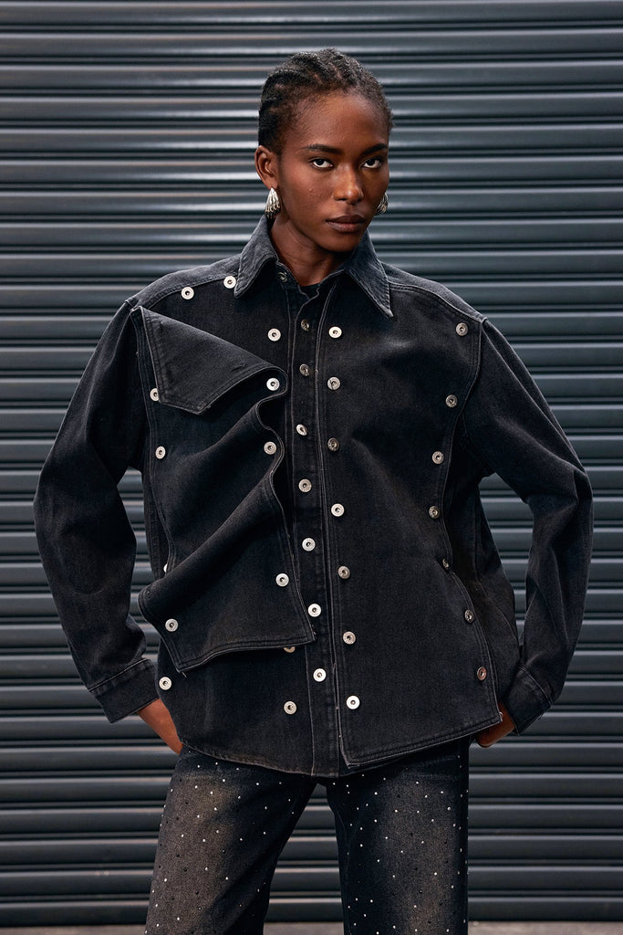 Shop  black dress - Perfect for special occasions | Antony Deconstruct Button Denim Jacket In Black