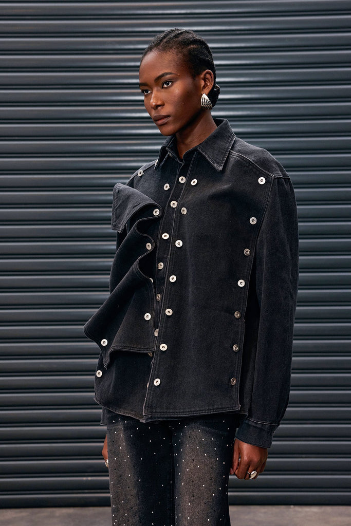 Shop  black dress - Perfect for special occasions | Antony Deconstruct Button Denim Jacket In Black