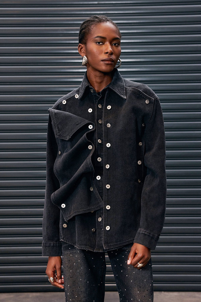 Shop  black dress - Perfect for special occasions | Antony Deconstruct Button Denim Jacket In Black