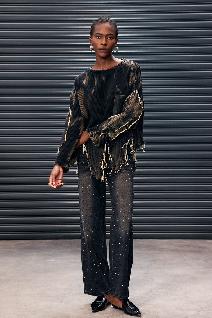 Antranig Tie Dye Asymmetric Fringe Knit Top - Stylish beautiful dress for special occasions | Buy Online