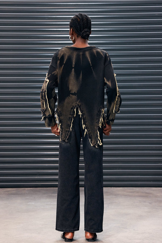 Stylish beautiful dress | Antranig Tie Dye Asymmetric Fringe Knit Top - Ideal for special occasions