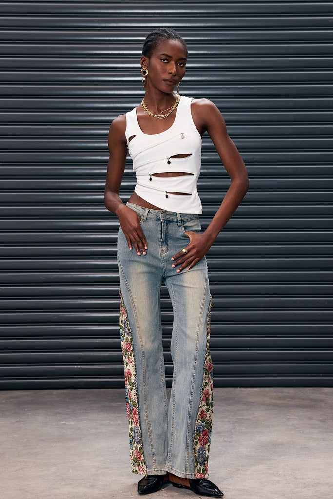 Shop  beautiful dress - Perfect for special occasions | Anuj Deconstruct Floral Jeans