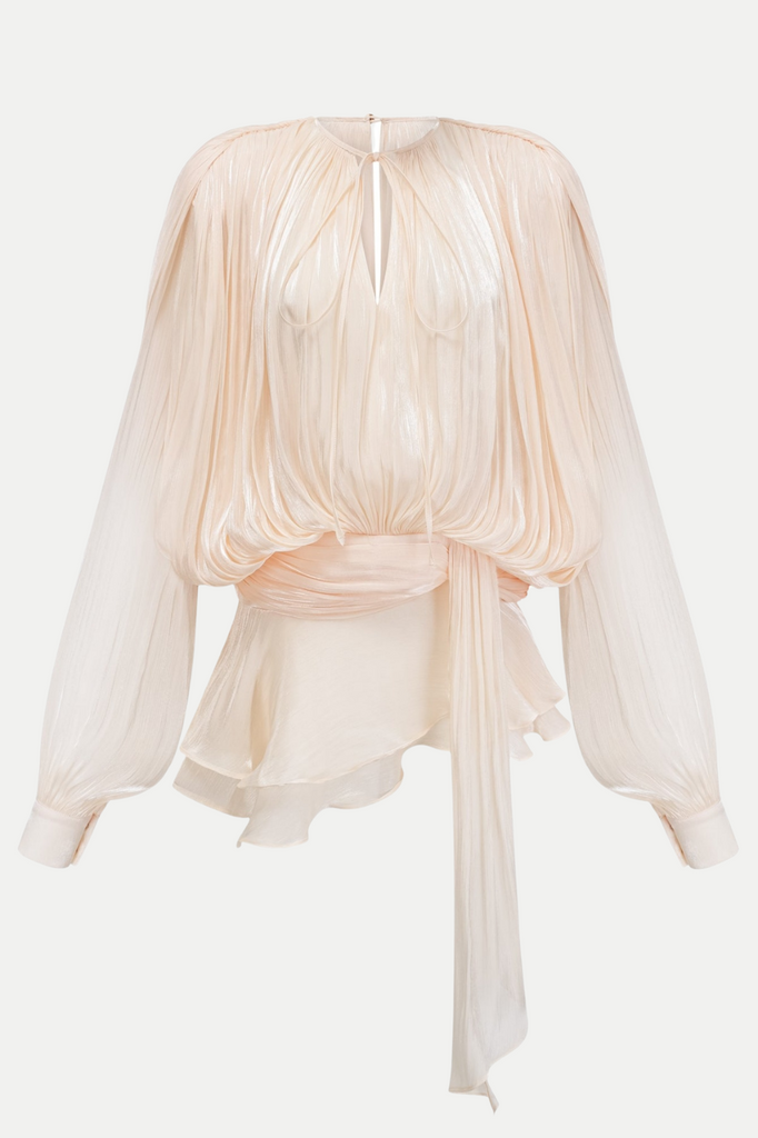 Shop  beige dress - Perfect for special occasions | Anzay Pleated Ruffled Hem Mini Dress - Beige