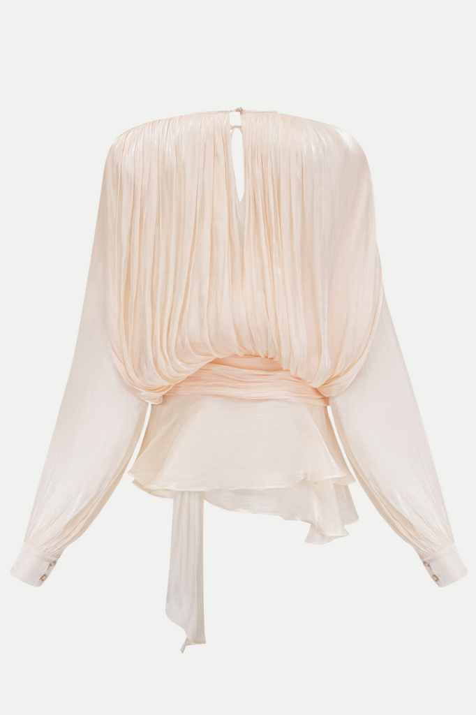 Stylish beige dress | Anzay Pleated Ruffled Hem Mini Dress - Beige - Ideal for special occasions