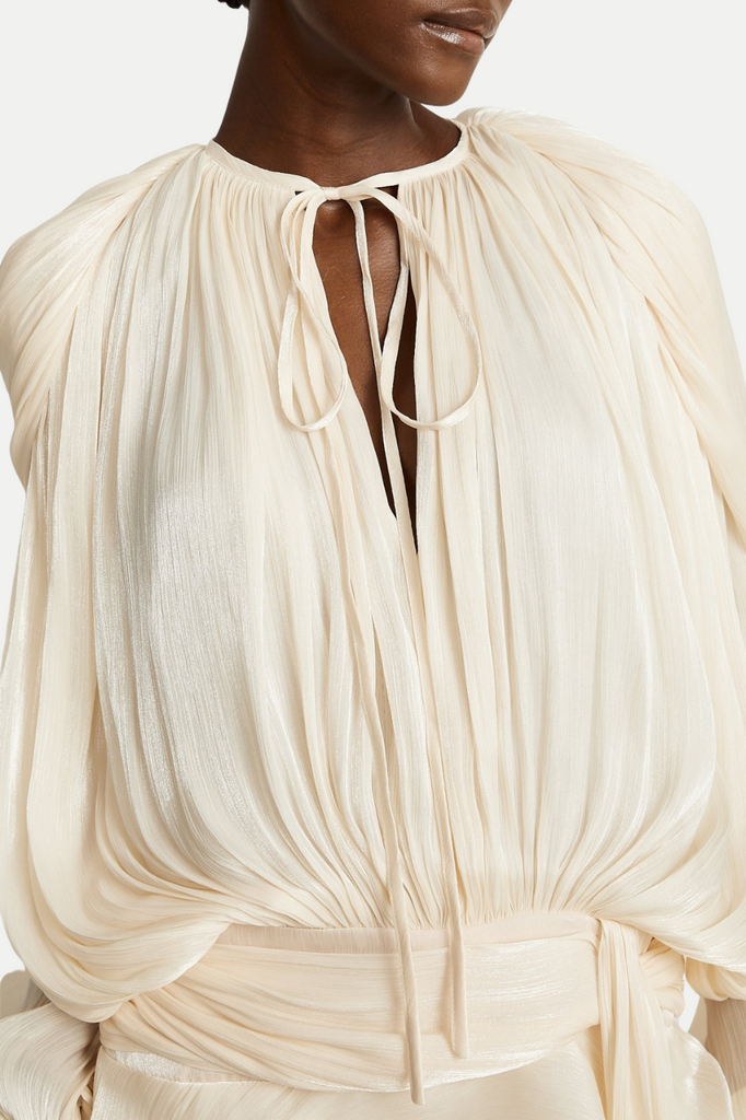 Anzay Pleated Ruffled Hem Mini Dress - Beige - Stylish beige dress for special occasions | Buy Online