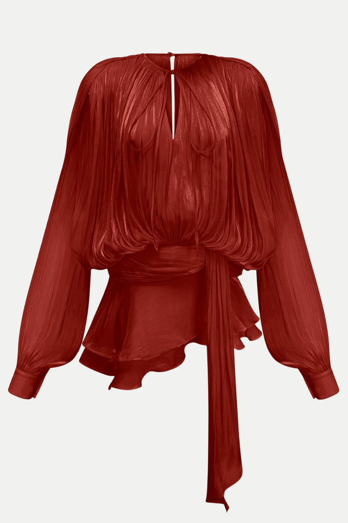 Shop  red dress - Perfect for special occasions | Anzay Pleated Ruffled Hem Mini Dress - Red