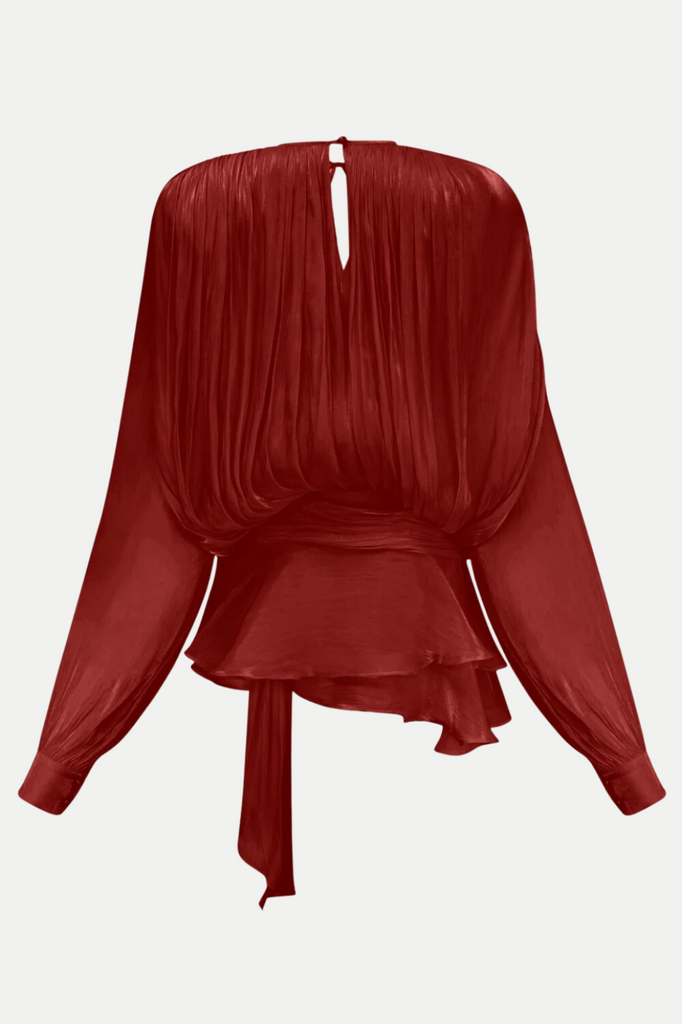 Anzay Pleated Ruffled Hem Mini Dress - Red - Stylish red dress for special occasions | Buy Online