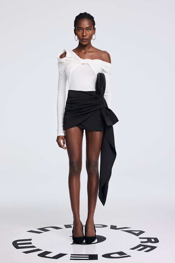 Aparicion Ruch Bow Fringe Skirt In Black - Stylish black dress for special occasions | Buy Online