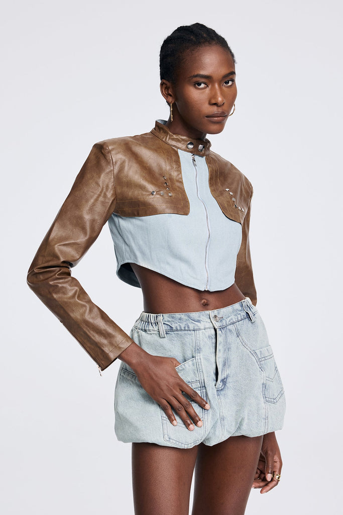 Shop  beautiful dress - Perfect for special occasions | Aphra Deconstruct Short Leather Jacket