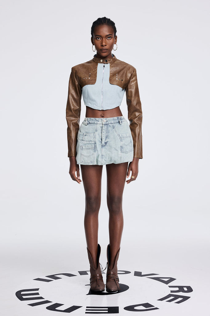 Stylish beautiful dress | Aphra Deconstruct Short Leather Jacket - Ideal for special occasions