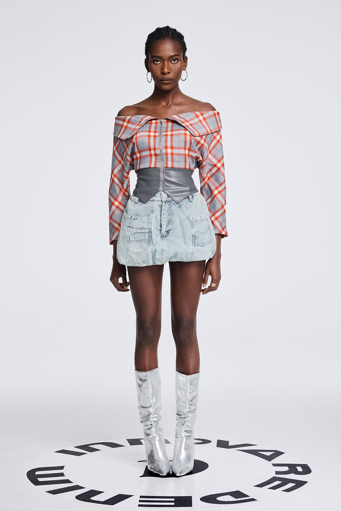 Stylish beautiful dress | Apichu Asymmetric Pocket Short Denim Skirt - Ideal for special occasions