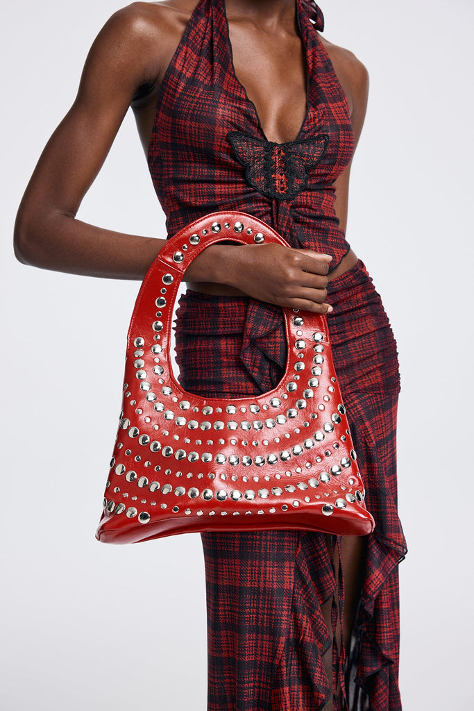 Apollonia Studded Leather Shoulder Bag - Stylish beautiful dress for special occasions | Buy Online