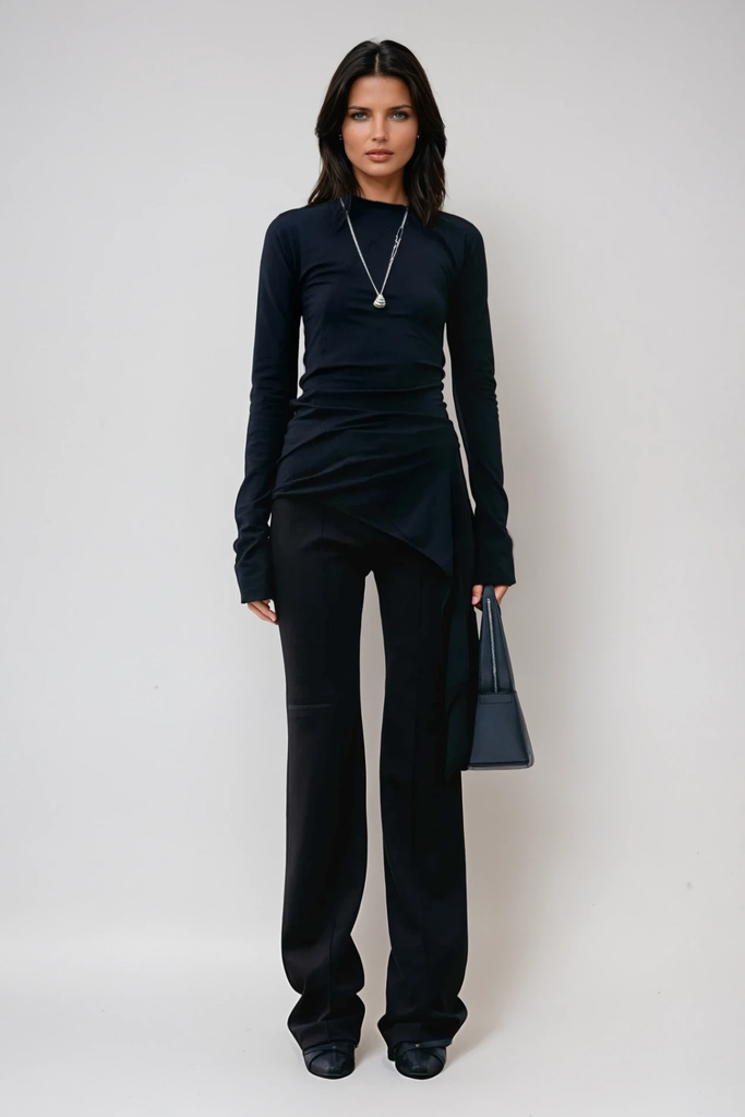 Shop  black dress - Perfect for special occasions | Apostolos Asymmetric Fringe Bodycon Top In Black