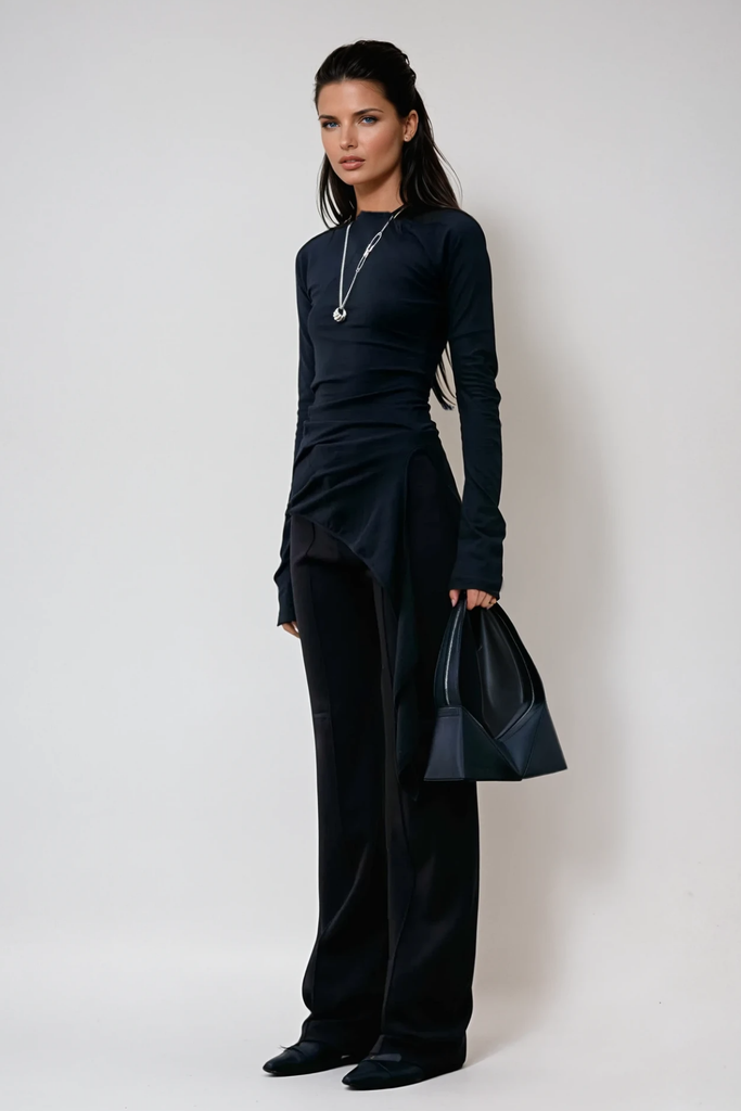 Stylish black dress | Apostolos Asymmetric Fringe Bodycon Top In Black - Ideal for special occasions