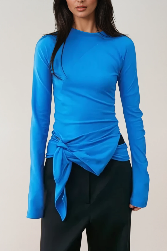 Apostolos Asymmetric Fringe Bodycon Top In Blue - Stylish blue dress for special occasions | Buy Online