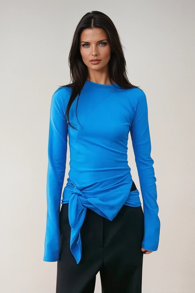 Apostolos Asymmetric Fringe Bodycon Top In Blue - Stylish blue dress for special occasions | Buy Online