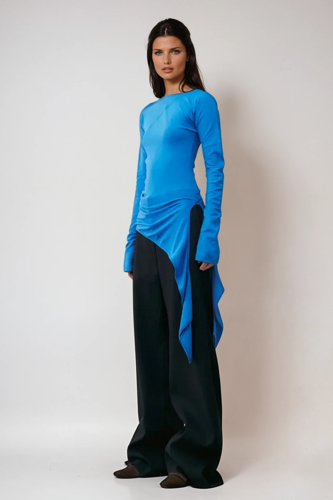 Stylish blue dress | Apostolos Asymmetric Fringe Bodycon Top In Blue - Ideal for special occasions