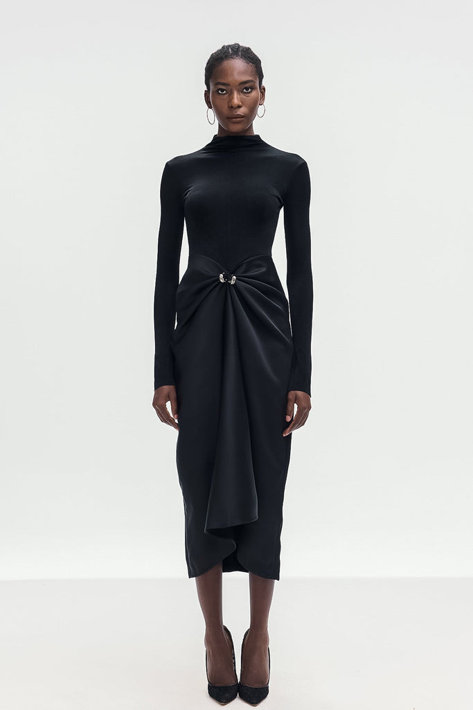 Stylish black dress | Apria Bodycon Deconstruct Ruch Maxi Dress In Black - Ideal for special occasions