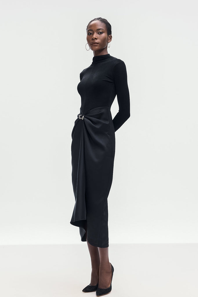 Shop  black dress - Perfect for special occasions | Apria Bodycon Deconstruct Ruch Maxi Dress In Black
