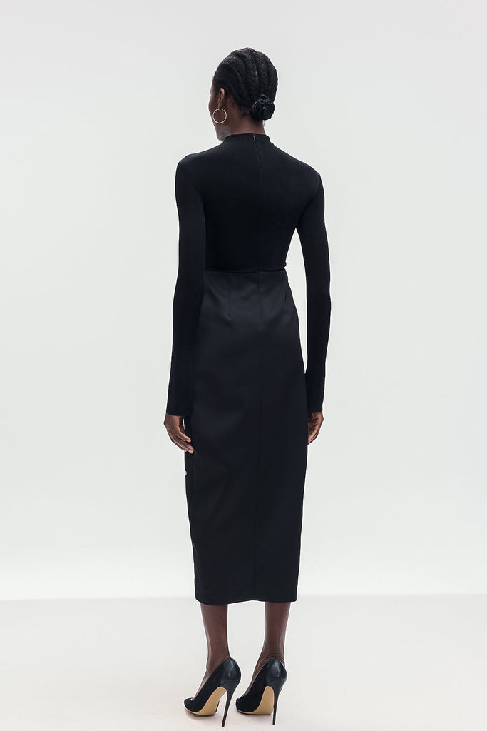 Stylish black dress | Apria Bodycon Deconstruct Ruch Maxi Dress In Black - Ideal for special occasions