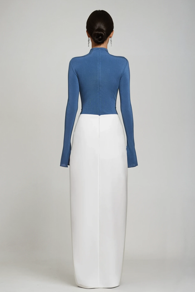 Shop  blue dress - Perfect for special occasions | Apria Bodycon Deconstruct Ruch Maxi Dress In Blue