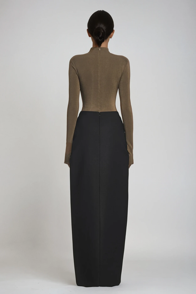 Shop  brown dress - Perfect for special occasions | Apria Bodycon Deconstruct Ruch Maxi Dress In Brown