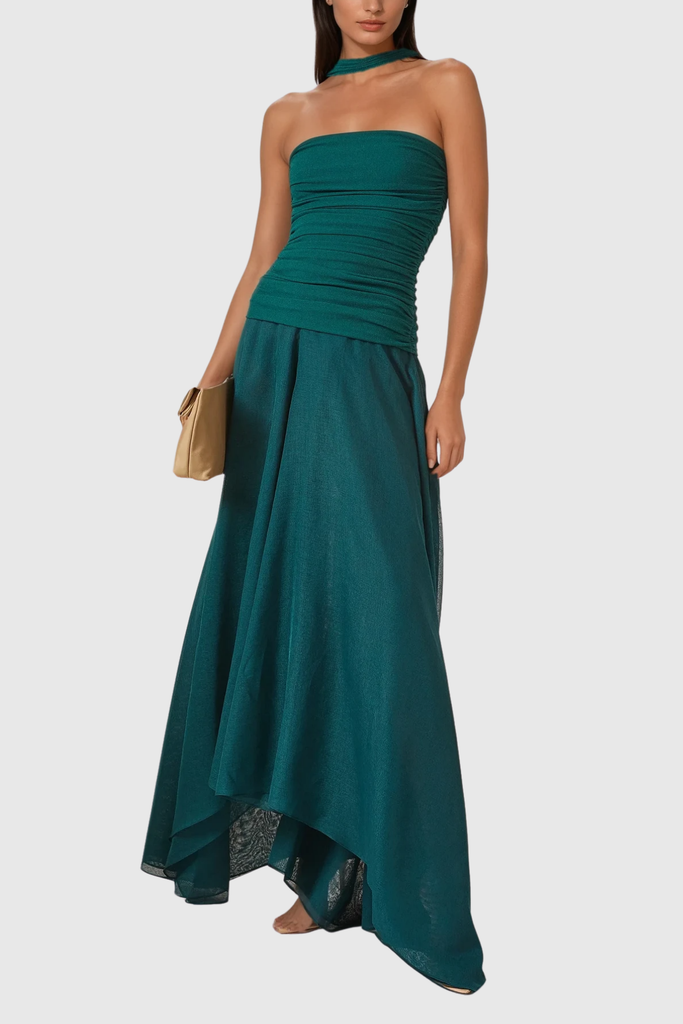 Stylish beautiful dress | Aquinnah Halter Neck Mesh Ruffle Maxi Dress - Ideal for special occasions