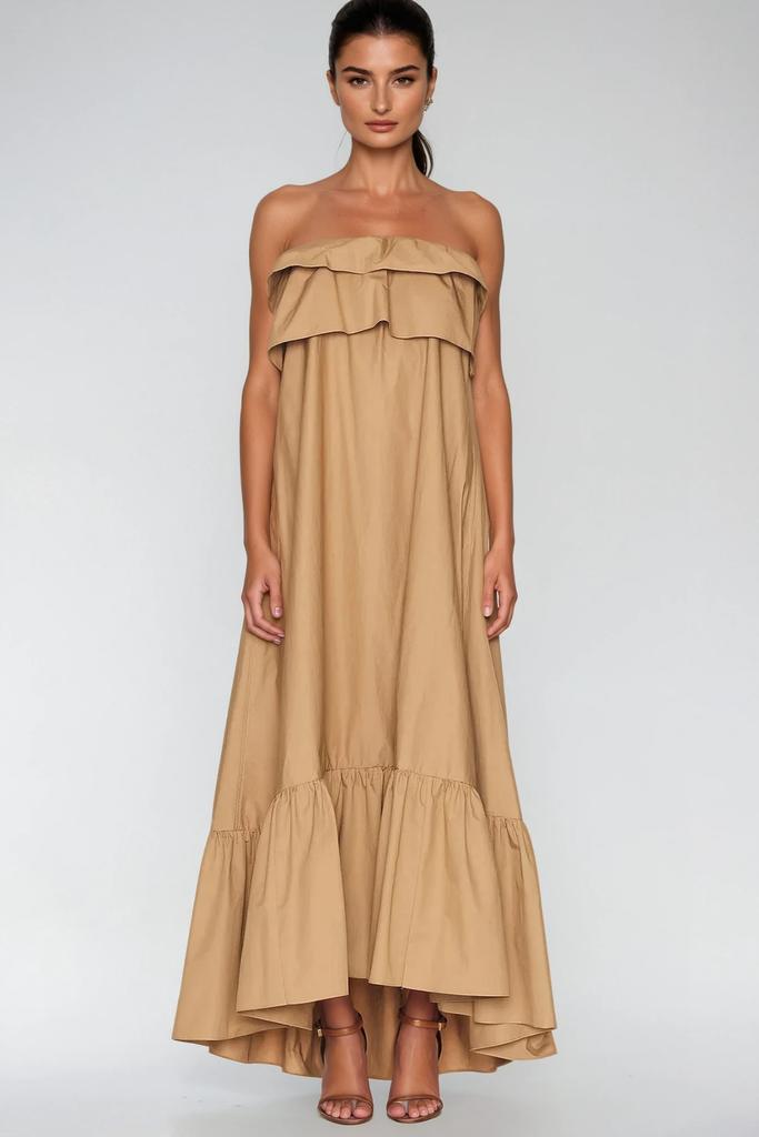 Shop  beautiful dress - Perfect for special occasions | Aramina Ruch Strapless Ruffle Maxi Dress