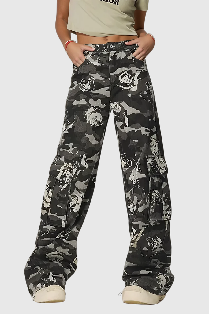 Shop  black dress - Perfect for special occasions | Arawn Camouflage Floral Print Cargo Pants In Black