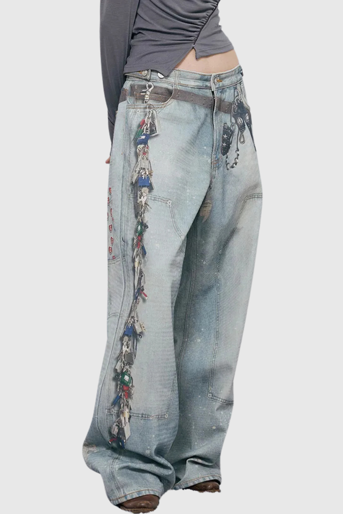 Stylish beautiful dress | Ardara Illusion Print Wide Jeans - Ideal for special occasions