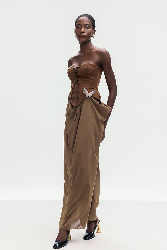 Ardelis Strapless Butterfly Lace Up Skirt Set - Stylish beautiful dress for special occasions | Buy Online