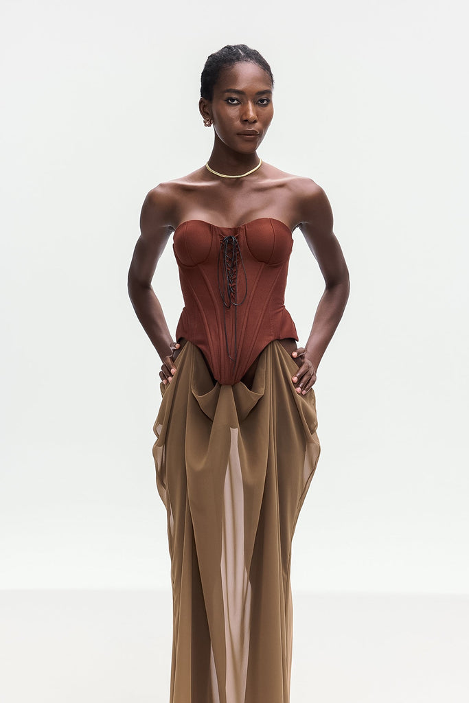 Shop  beautiful dress - Perfect for special occasions | Ardelis Strapless Corset Lace Up Maxi Dress