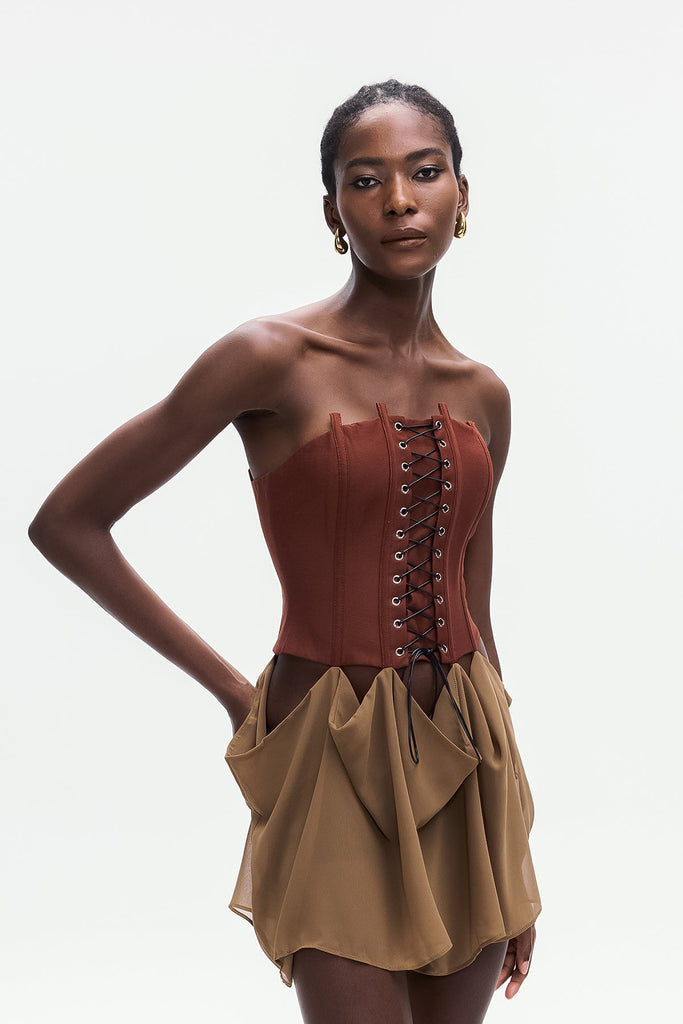 Shop  beautiful dress - Perfect for special occasions | Ardelis Strapless Corset Lace Up Mini Dress