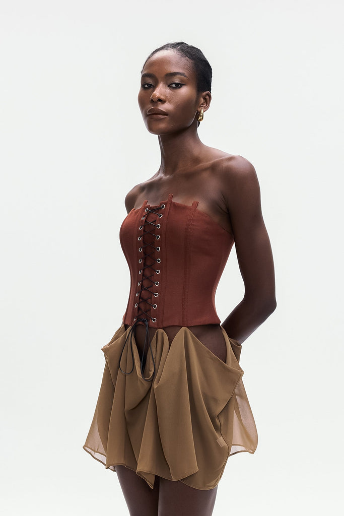 Shop  beautiful dress - Perfect for special occasions | Ardelis Strapless Corset Lace Up Mini Dress