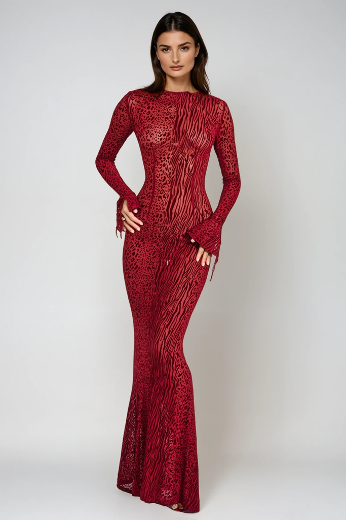 Shop  beautiful dress - Perfect for special occasions | Ardelle Leopard Mesh Backless Maxi Dress