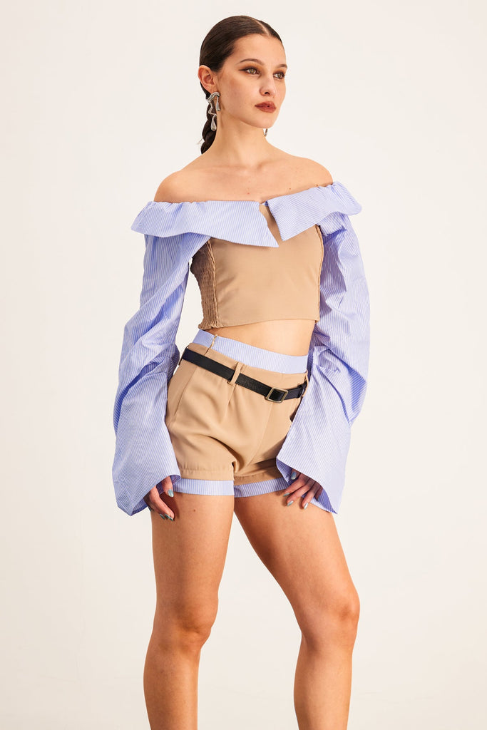 Stylish beautiful dress | Ardice Off Shoulder Buckle Short Pants Set - Ideal for special occasions