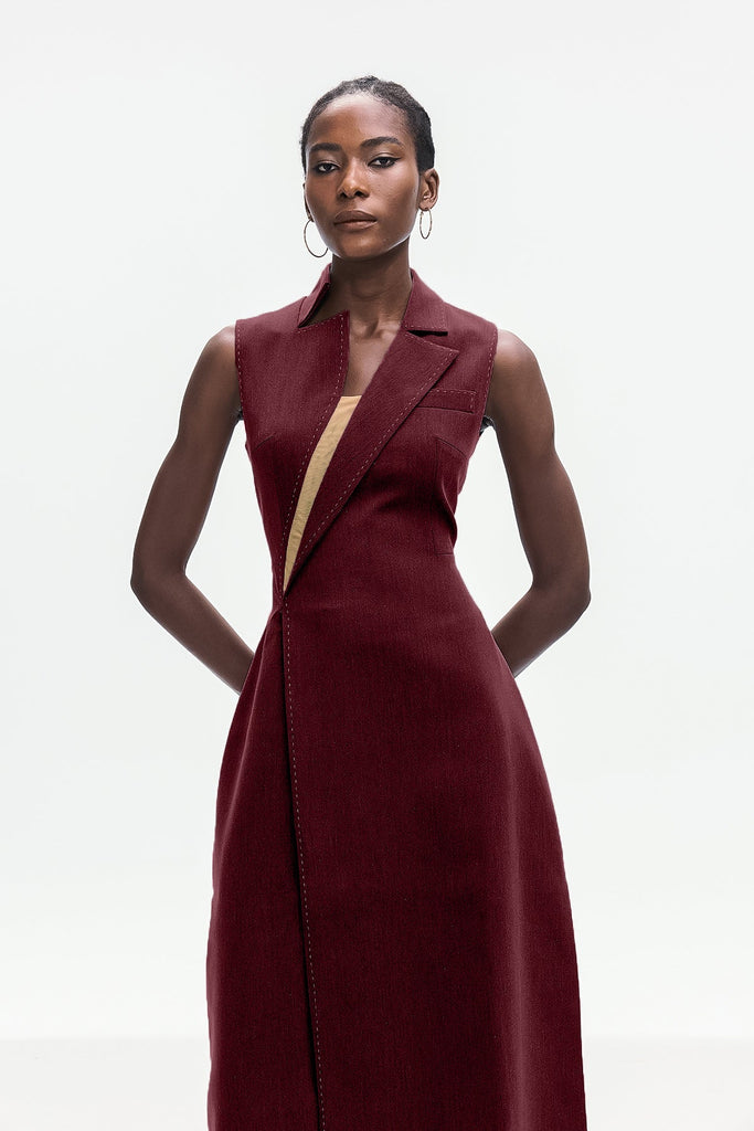 Ardon Asymmetric Split Sleeveless Maxi Dress In Red - Stylish red dress for special occasions | Buy Online