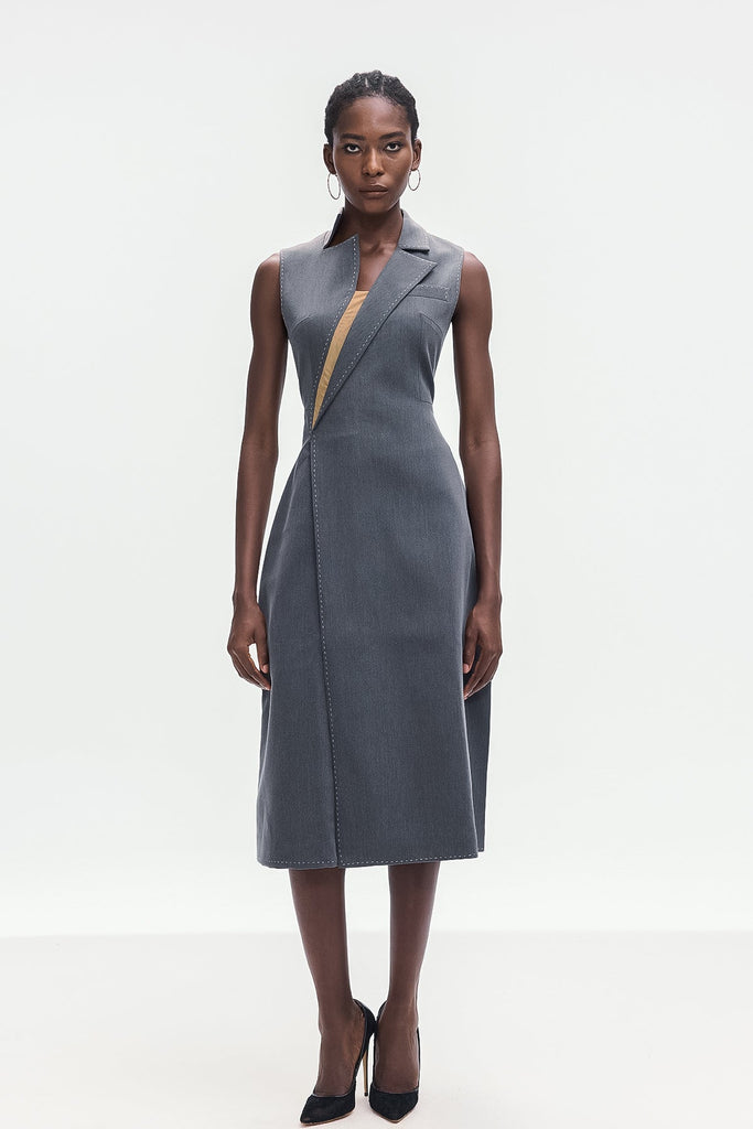 Shop  beautiful dress - Perfect for special occasions | Ardon Asymmetric Split Sleeveless Maxi Dress In Grey