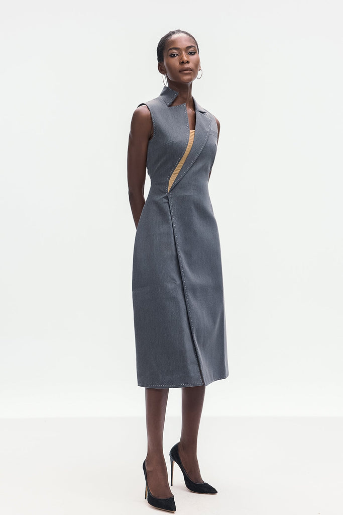 Stylish beautiful dress | Ardon Asymmetric Split Sleeveless Maxi Dress In Grey - Ideal for special occasions