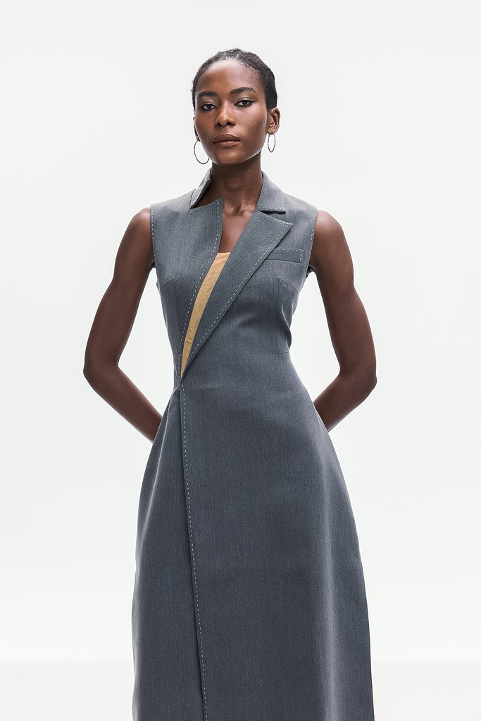 Shop  beautiful dress - Perfect for special occasions | Ardon Asymmetric Split Sleeveless Maxi Dress In Grey